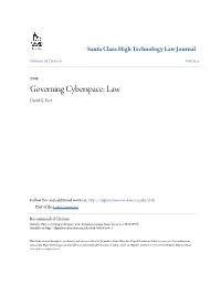 Governing Cyberspace: Law David G