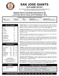 2019 Game Notes