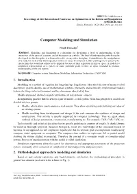 Computer Modeling and Simulation