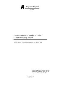 Context-Awareness in Internet of Things-Enabled Monitoring Services