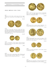 Eighth Session, Commencing at 2.30 Pm GREAT BRITAIN GOLD COINS