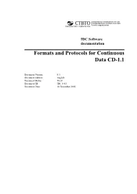 Formats and Protocols for Continuous Data CD-1.1