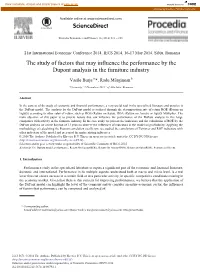 The Study of Factors That May Influence the Performance by the Dupont Analysis in the Furniture Industry