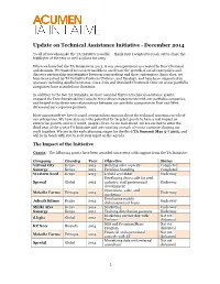 Update on Technical Assistance Initiative - December 2014