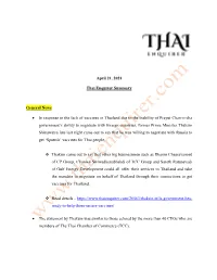 April 21, 2021 Thai Enquirer Summary General News • in Response to The