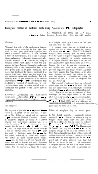 Biological Control of Pastoral Pests Using Acremonium Spp. Endophytes