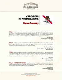 D'arenberg NV NOSTALGIA RARE Review Summary