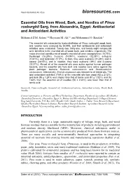 Essential Oils from Wood, Bark, and Needles of Pinus Roxburghii Sarg