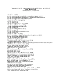 Sites Listed on the Virginia Beach Historical Register - by Address As of May 01, 2019 (Year Listed Shown in Parenthesis)
