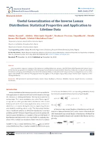 Useful Generalization of the Inverse Lomax Distribution: Statistical Properties and Application to Lifetime Data
