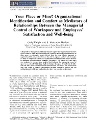 Your Place Or Mine? Organizational Identification and Comfort As Mediators of Relationships Between the Managerial Control of Wo