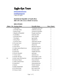 2003 DR/PR Species List