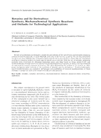 Borazine and Its Derivatives: Synthesis, Mechanochemical Synthesis Reactions and Outlooks for Technological Applications