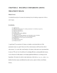 Chapter 12 Multiple Comparisons Among