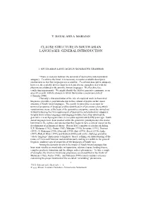 Clause Structure in South Asian Languages: General Introduction