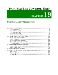 Control Unit Operation
