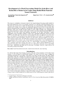 Development of a Flood Forecasting Model for Kalu River and Kelani River Basins in Sri Lanka Using Radial Basis Function Neural Networks