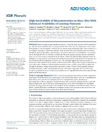 High Survivability of Micrometeorites on Mars: Sites with Enhanced Availability of Limiting Nutrients