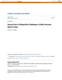 Injury-In-Fact in Chilling Effect Challenges to Public University Speech Codes