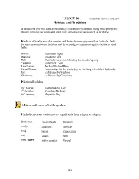 LESSON 20 VALIDATION COPY 1.0 JUNE 2007 Holidays and Traditions