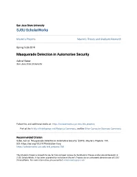 Masquerade Detection in Automotive Security