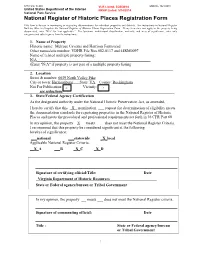 National Register of Historic Places Registration Form This Form Is for Use in Nominating Or Requesting Determinations for Individual Properties and Districts