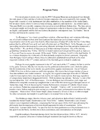 Program Notes