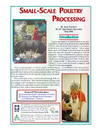 SMALL-SCALE POULTRY PROCESSING Table 1