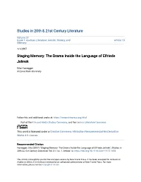 Staging Memory: the Drama Inside the Language of Elfriede Jelinek