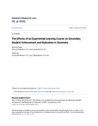 The Effects of an Experiential Learning Course on Secondary Student Achievement and Motivation in Geometry