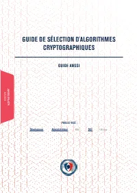 ANSSI : Guide De Sélection D'algorithmes Cryptographiques