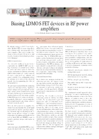 Biasing LDMOS FET Devices in RF Power Amplifiers
