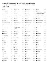 Font Awesome 5 Free's Cheatsheet Solid Icons