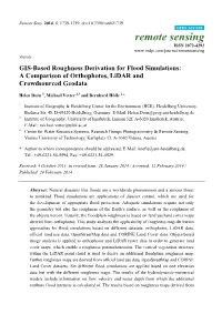 GIS-Based Roughness Derivation for Flood Simulations: a Comparison of Orthophotos, Lidar and Crowdsourced Geodata