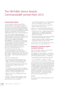 The UN Public Service Awards: Commonwealth Winners from 2012