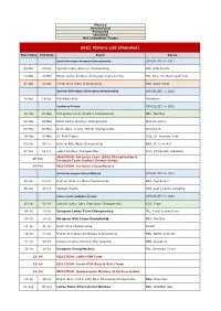 2021 Fixture List (Females)