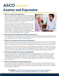 ASCO Answers: Anxiety and Depression