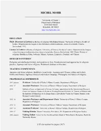 Curriculum Vitae of Michel Mohr with Publications