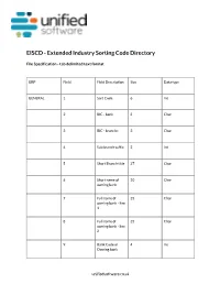 EISCD - Extended Industry Sorting Code Directory