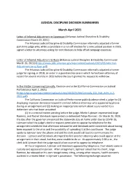 JUDICIAL DISCIPLINE DECISION SUMMARIES March-April 2021