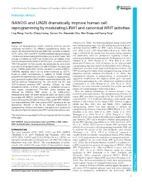 NANOG and LIN28 Dramatically Improve Human Cell Reprogramming