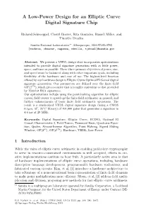 A Low-Power Design for an Elliptic Curve Digital Signature Chip