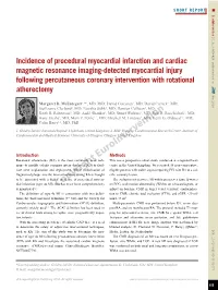 Incidence of Procedural Myocardial Infarction and Cardiac Magnetic