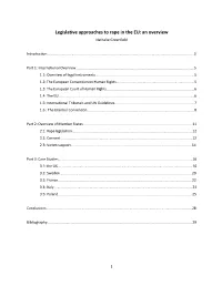 Legislative Approaches to Rape in the EU: an Overview Nathalie Greenfield