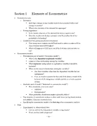 Section 1 Elements of Econometrics