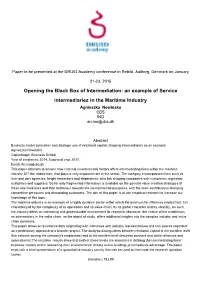 An Example of Service Intermediaries in the Maritime Industry Agnieszka Nowinska CBS INO An.Ino@Cbs.Dk