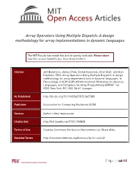 Array Operators Using Multiple Dispatch: a Design Methodology for Array Implementations in Dynamic Languages