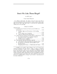 Don't We Like Them Illegal?