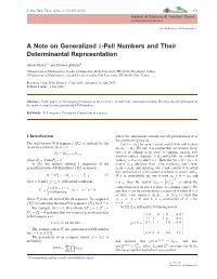A Note on Generalized K-Pell Numbers and Their Determinantal Representation -.:: Natural Sciences Publishing
