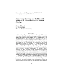 And the Link with Scripture in Pseudo-Dionysiusâ•Žs Mystical